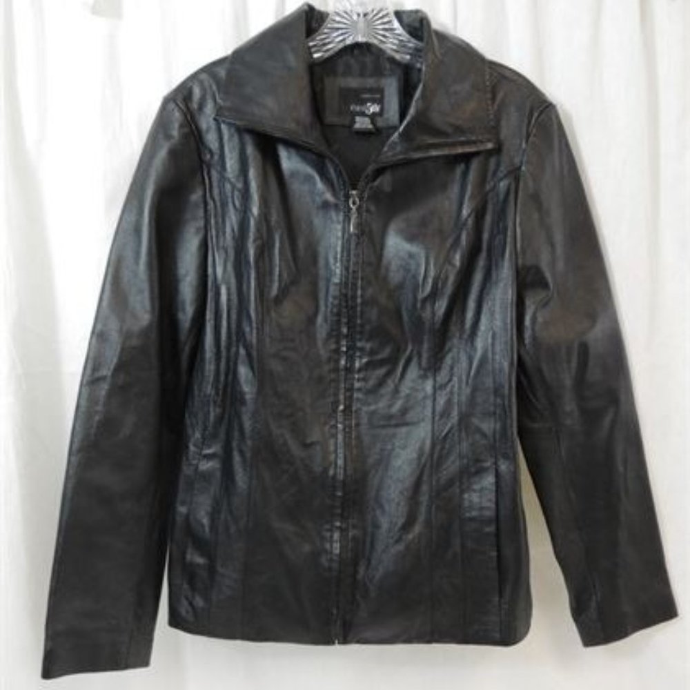 East 5th Black Leather Jacket Women's Size Medium